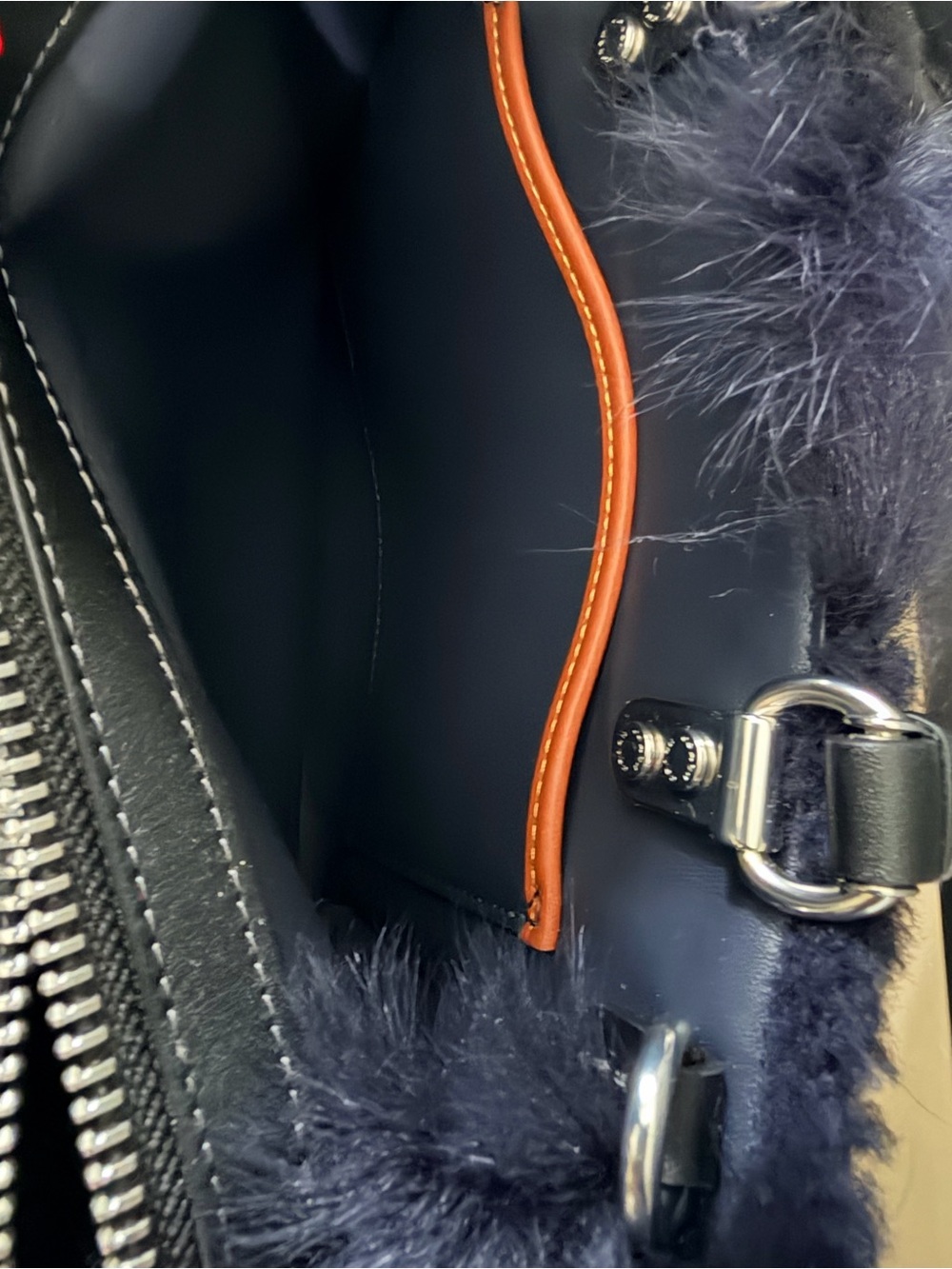 Coach Shearling Patchwork Rogue 25 Navy & Black w/Silver hardware | NWT - Picture 8 of 9